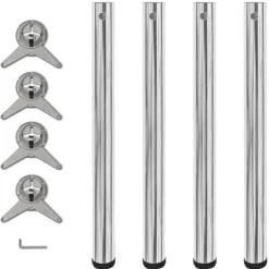 4 bordben, justerbar højde, krom, 710 mm