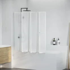 Bad Skærm 140 x 168 cm 7 Foldbare Paneler med håndklædeholder