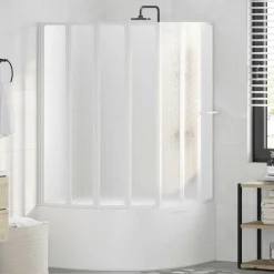 Bad Skærm 140 x 168 cm 7 Foldbare Paneler med håndklædeholder