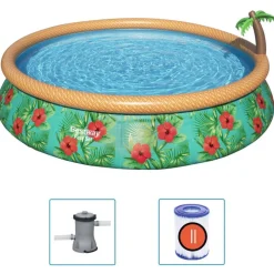Bestway Fast Set oppusteligt badebassin 457x84 cm Paradise Palms