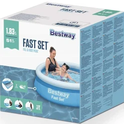 Bestway oppustelig pool Fast Set 183x51 cm rund blå