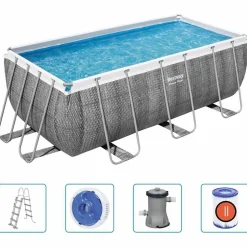 Bestway Power Steel swimmingpoolsæt rektangulær 412x201x122 cm