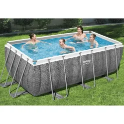 Bestway Power Steel swimmingpoolsæt rektangulær 412x201x122 cm