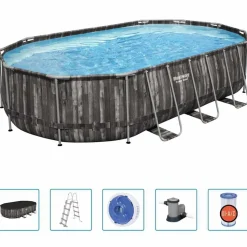 Bestway Power Steel swimmingpoolsæt 488x305x107 cm oval