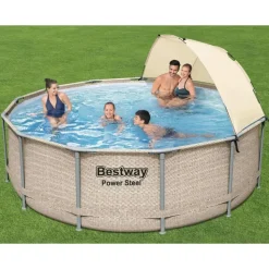 Bestway Power Steel swimmingpool med baldakin 396x107 cm