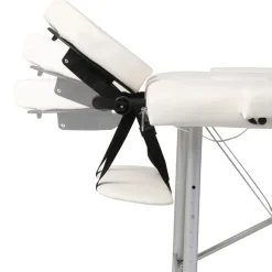 Cremefarvet sammenfoldeligt massagebord med aluminiumsstel,3 zoner