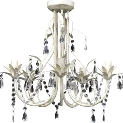 Elegant Vedhæng Crystal Lysekrone med 5 Pærestikdåser
