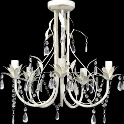 Elegant Vedhæng Crystal Lysekrone med 5 Pærestikdåser