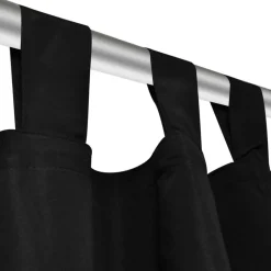 Gardiner i mikro-satin med løkker 2 stk. 140 x 175 cm sort