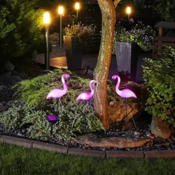 HI soldrevet havelampe Flamingo 3 stk.