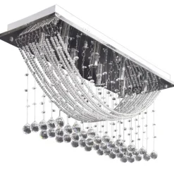 Hvid Loft Lampe med glitrende Glas Crystal Beads 8 x G9 29 cm