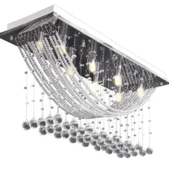Hvid Loft Lampe med glitrende Glas Crystal Beads 8 x G9 29 cm