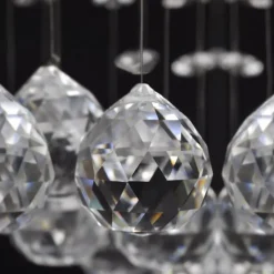 Hvid Loft Lampe med glitrende Glas Crystal Beads 8 x G9 29 cm