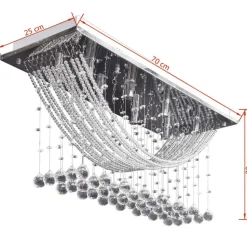 Hvid Loft Lampe med glitrende Glas Crystal Beads 8 x G9 29 cm
