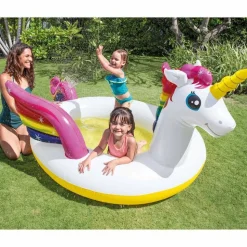 Intex badebassin med sprøjtefunktion Unicorn 272x193x104 cm