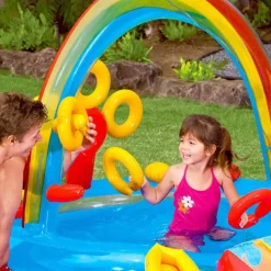 Intex oppustelig pool Rainbow Ring Play Center 297x193x135 cm 57453NP