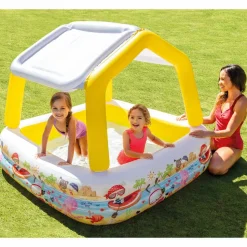 Intex oppusteligt bassin med solskærm 157x157x122 cm