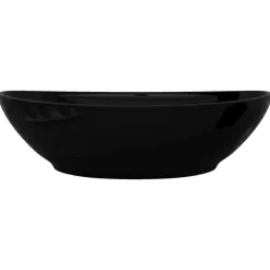 Keramisk badeværelsesvask basin vandhane/overfyldningshul sort oval