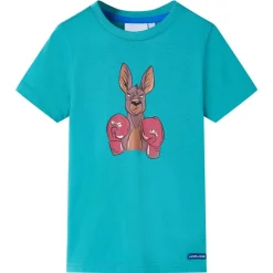 Kortærmet T-shirt til børn str. 128 mørk mintgrøn