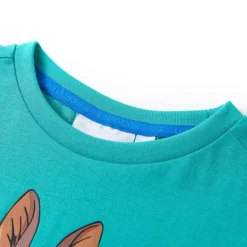 Kortærmet T-shirt til børn str. 128 mørk mintgrøn