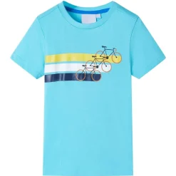 Kortærmet T-shirt til børn str. 116 akvamarinblå