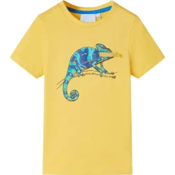Kortærmet T-shirt til børn str. 104 lys okkergul
