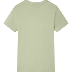 Kortærmet T-shirt til børn str. 116 lys kakifarve