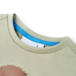 Kortærmet T-shirt til børn str. 116 lys kakifarve