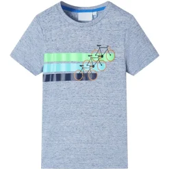 Kortærmet T-shirt til børn str. 116 blåmeleret