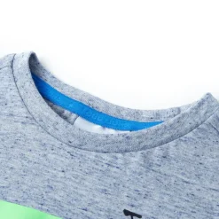 Kortærmet T-shirt til børn str. 116 blåmeleret