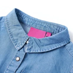 Langærmet kjole til børn str. 104 marineblå og denimblå