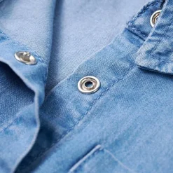 Langærmet kjole til børn str. 104 marineblå og denimblå