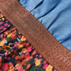 Langærmet kjole til børn str. 104 marineblå og denimblå