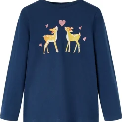 Langærmet T-shirt til børn str. 92 marineblå