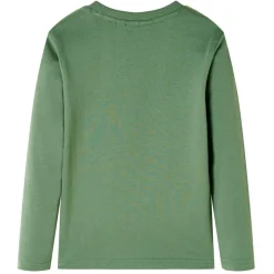 Langærmet T-shirt til børn str. 104 lys kakifarve