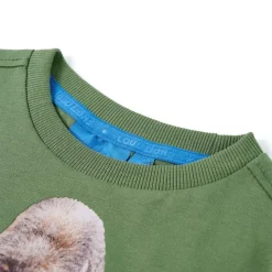 Langærmet T-shirt til børn str. 104 lys kakifarve