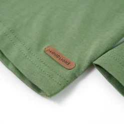 Langærmet T-shirt til børn str. 104 lys kakifarve