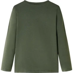 Langærmet T-shirt til børn str. 104 kakifarvet