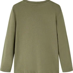Langærmet T-shirt til børn str. 92 kakifarvet