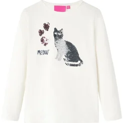 Langærmet T-shirt til børn str. 104 ecrufarvet