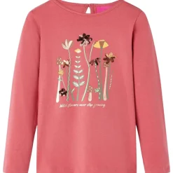 Langærmet T-shirt til børn str. 92 gammelrosa