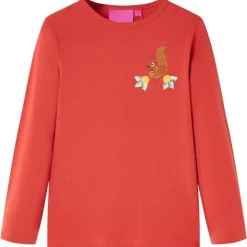 Langærmet T-shirt til børn str. 92 rød