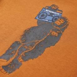 Langærmet T-shirt til børn str. 92 okkergul