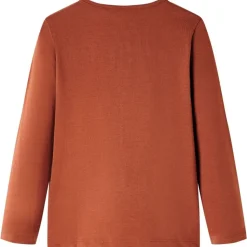 Langærmet T-shirt til børn str. 104 cognacfarvet