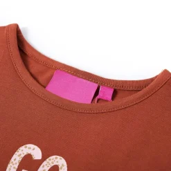 Langærmet T-shirt til børn str. 104 cognacfarvet