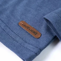 Langærmet T-shirt til børn str. 116 blåmeleret