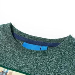 Langærmet T-shirt til børn str. 104 grønmeleret