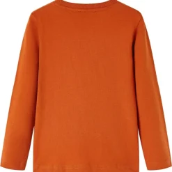 Langærmet T-shirt til børn str. 104 rustfarvet