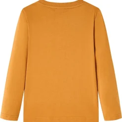 Langærmet T-shirt til børn str. 104 cm okkergul