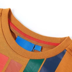 Langærmet T-shirt til børn str. 104 cm okkergul